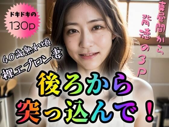 【40歳熟れ頃裸エプロン妻】後ろから突っ込んで！真昼間から背徳の3P【130P】【踊り場ピンキー】